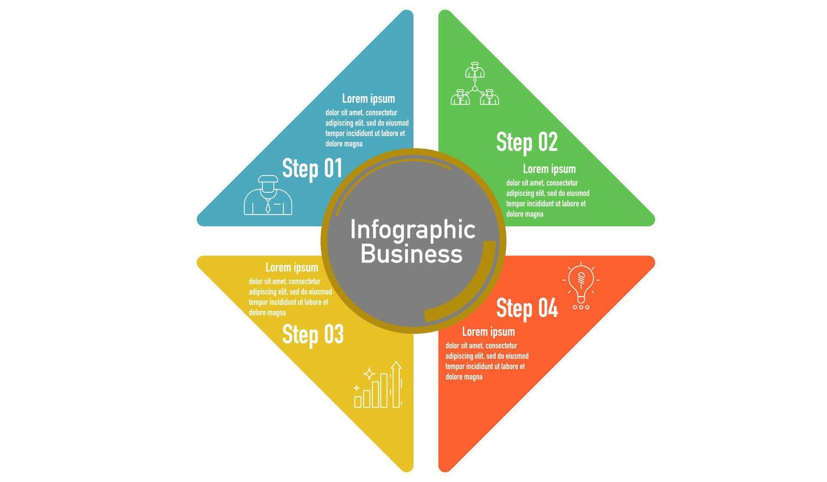 infographic mall för företag information presentation. vektor fyrkant och ikon element. modern arbetsflöde diagram. Rapportera planen 4 ämnen