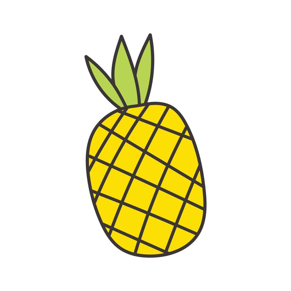 vektor ananas frukt flytande tecknad serie vektor ikon illustration mat