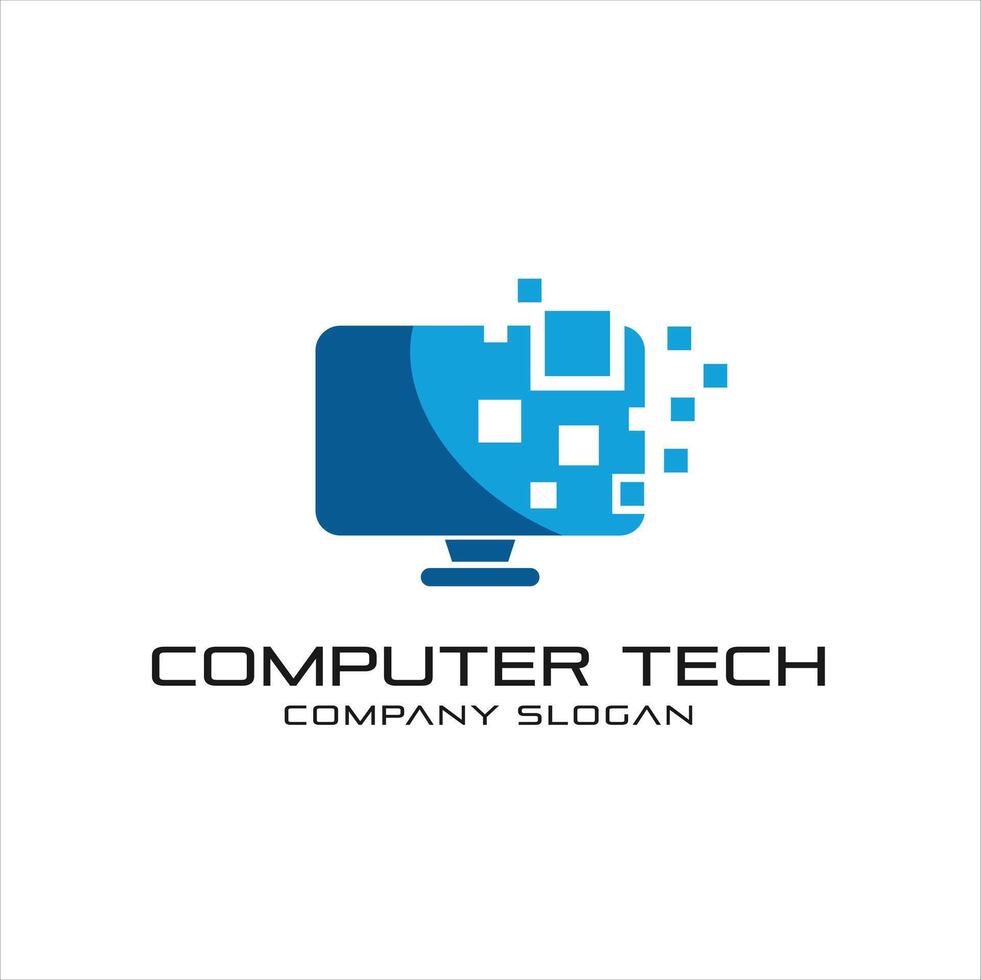 Pixel Computer Technologie Logo Vorlage Designs Computer Bedienung Logo Vorlage Designs vektor