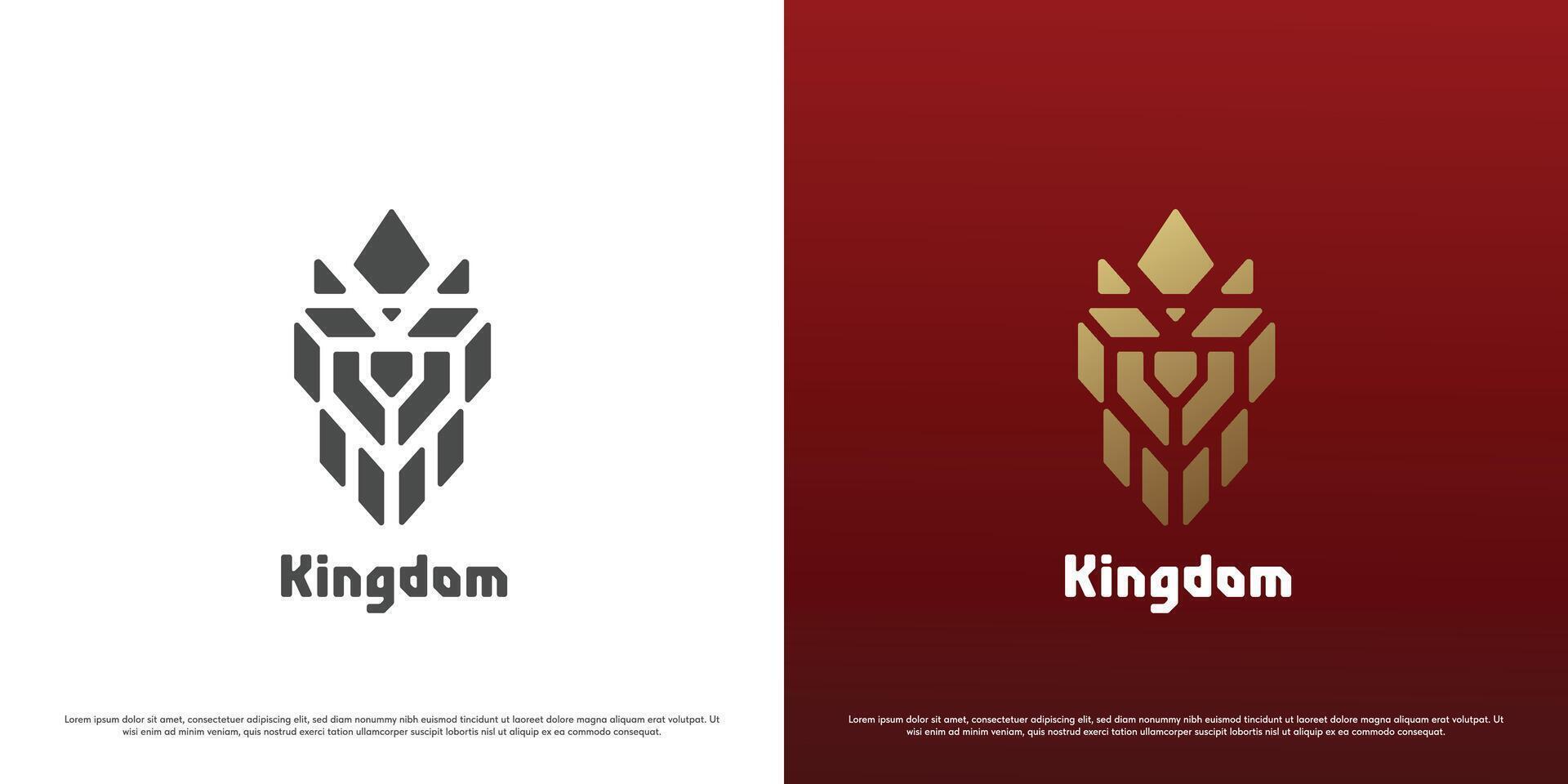 kunglig logotyp design illustration. silhuett av de huvud av de kung drottning prins ansikte krona monark auktoritet kunglig kejserlig krans lyx majestätisk hedra stolthet vapen gyllene lutning enkel geometrisk. vektor