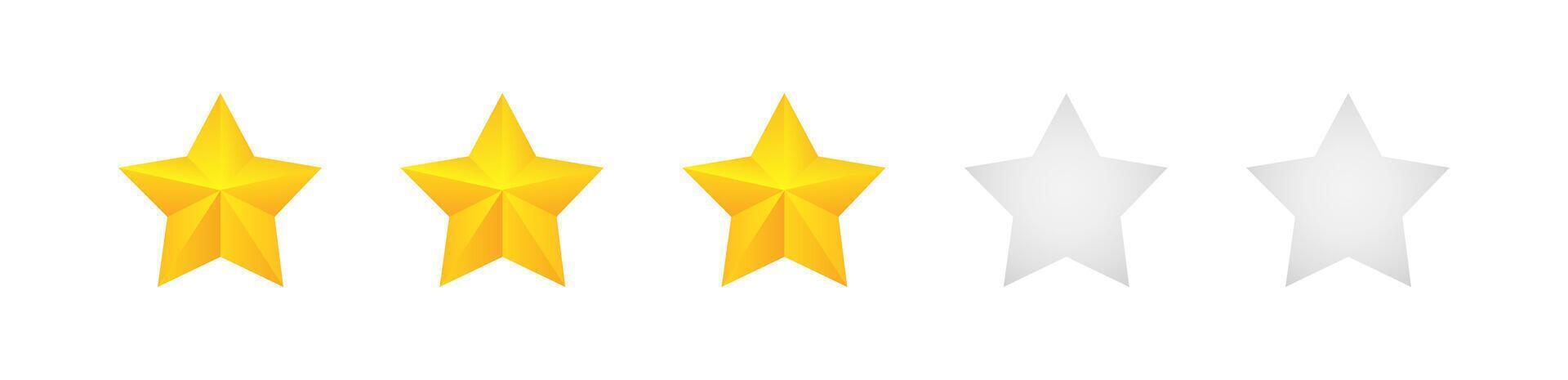 Bewertung Sterne Vektor Netz Zeichen. 3 Sterne Gelb isoliert auf Weiß Hintergrund