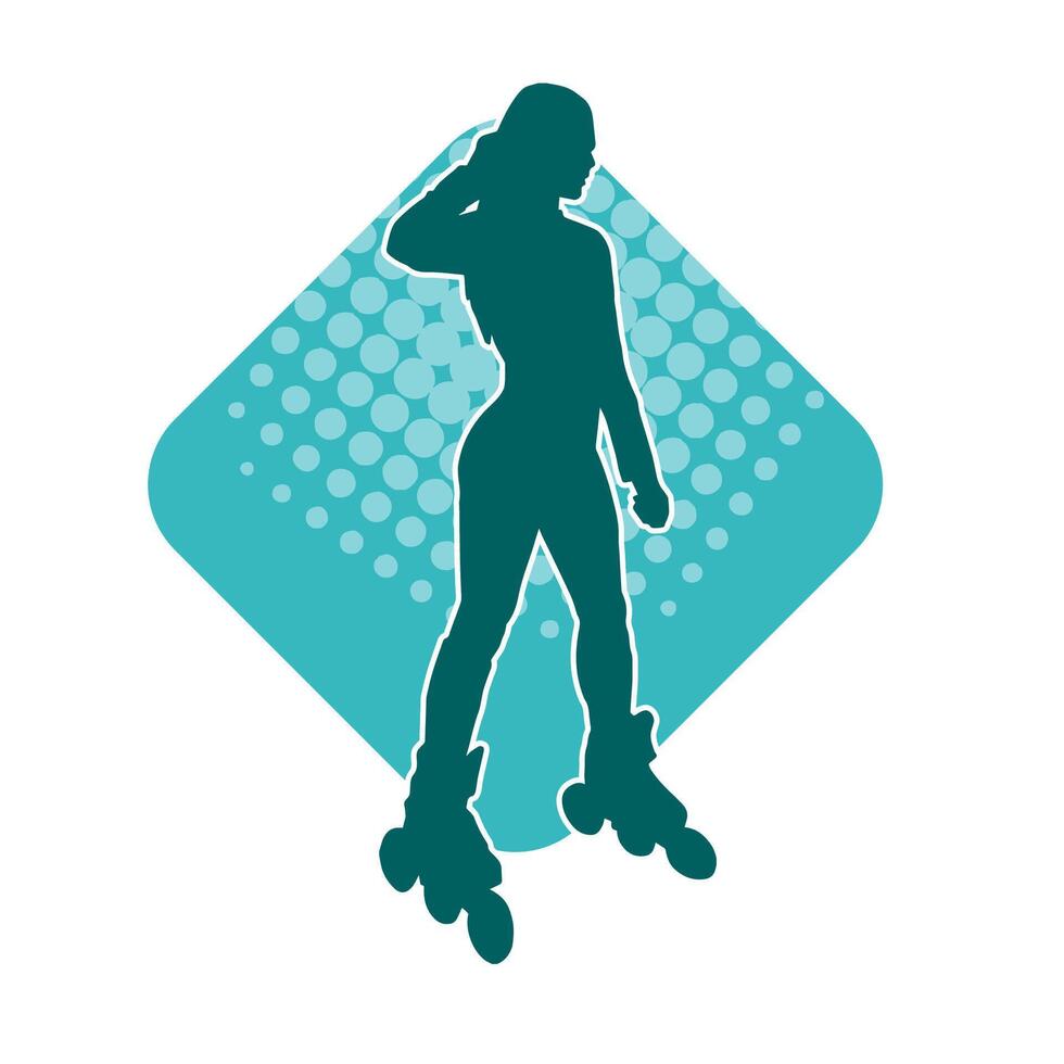 Silhouette von ein sportlich weiblich auf ein Walze Schlittschuh. Silhouette von sportlich Frau haben Spaß auf Walze Räder. vektor