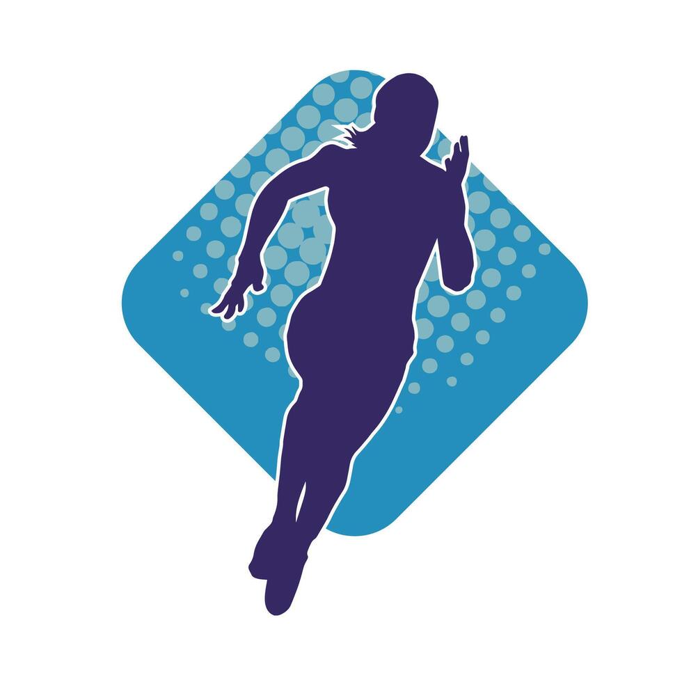 Silhouette von ein sportlich Frau im Laufen Pose. Silhouette von ein weiblich Lauf Pose. vektor