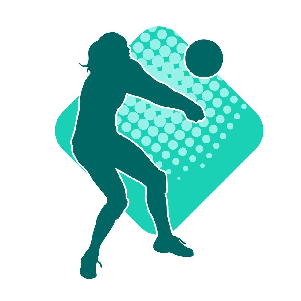 silhuett av en kvinna volley idrottare i verkan utgör. silhuett av en kvinna spelar volley boll sport. vektor