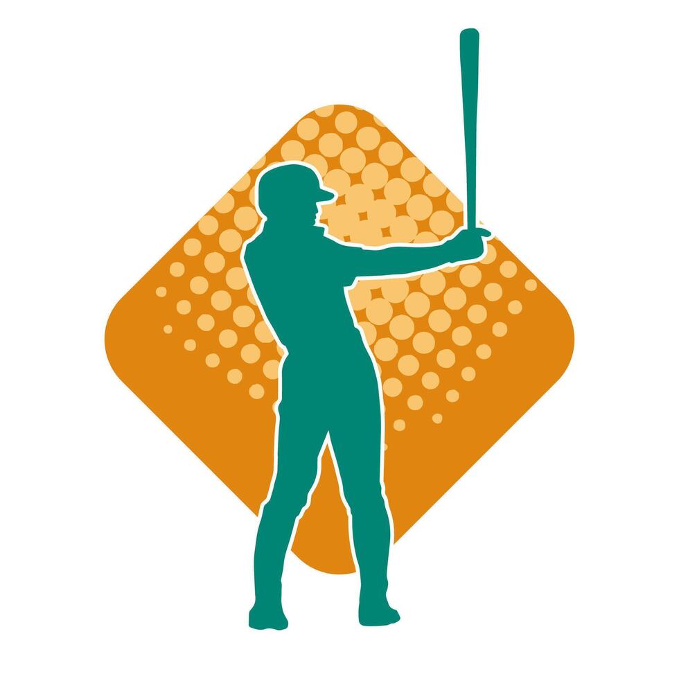 silhuett av en manlig baseboll smet spelare i verkan utgör. silhuett av en man idrottare spelar baseboll sport som en smet. vektor