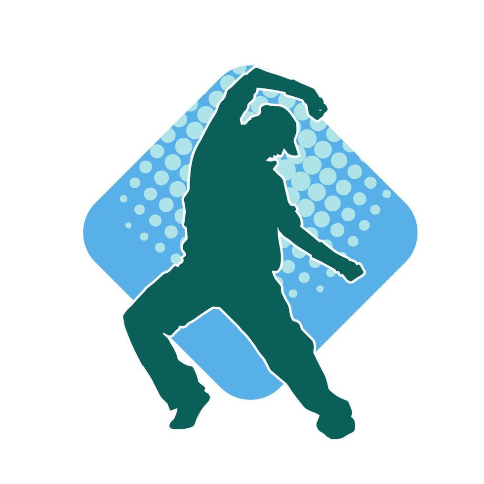 Silhouette von ein schlank Mann Tanzen Pose. Silhouette von ein männlich Tänzer im Aktion Pose. vektor