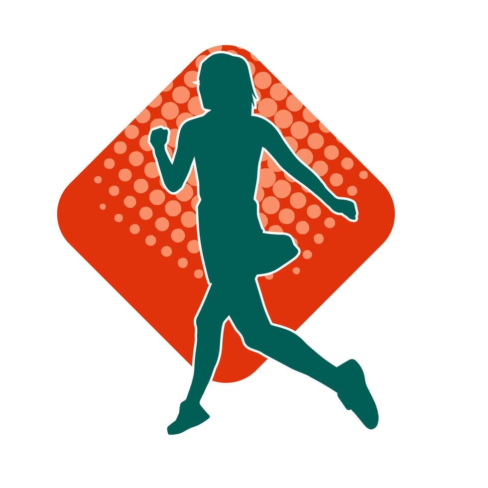 Silhouette von ein sportlich Frau im Laufen Pose. Silhouette von ein weiblich Lauf Pose. vektor