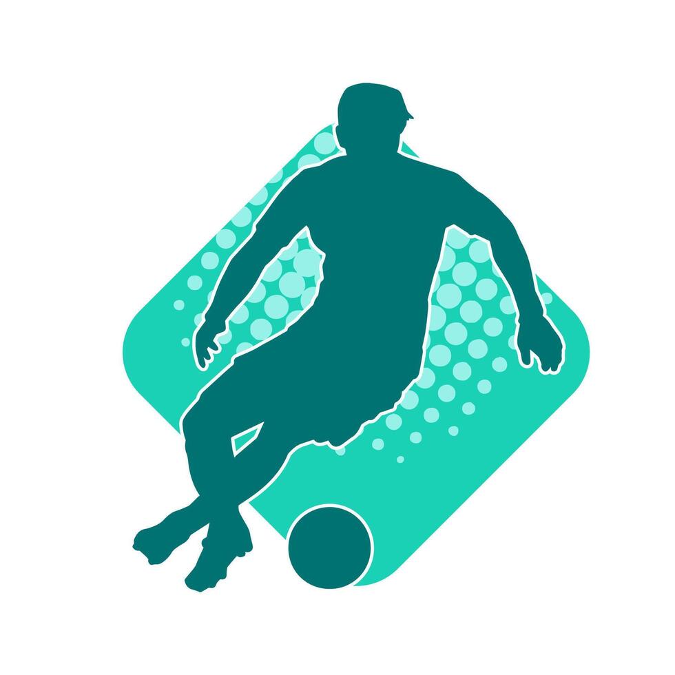 Silhouette von ein männlich Fußball Spieler treten ein Ball. Silhouette von ein Fußball Spieler im Aktion Pose. vektor