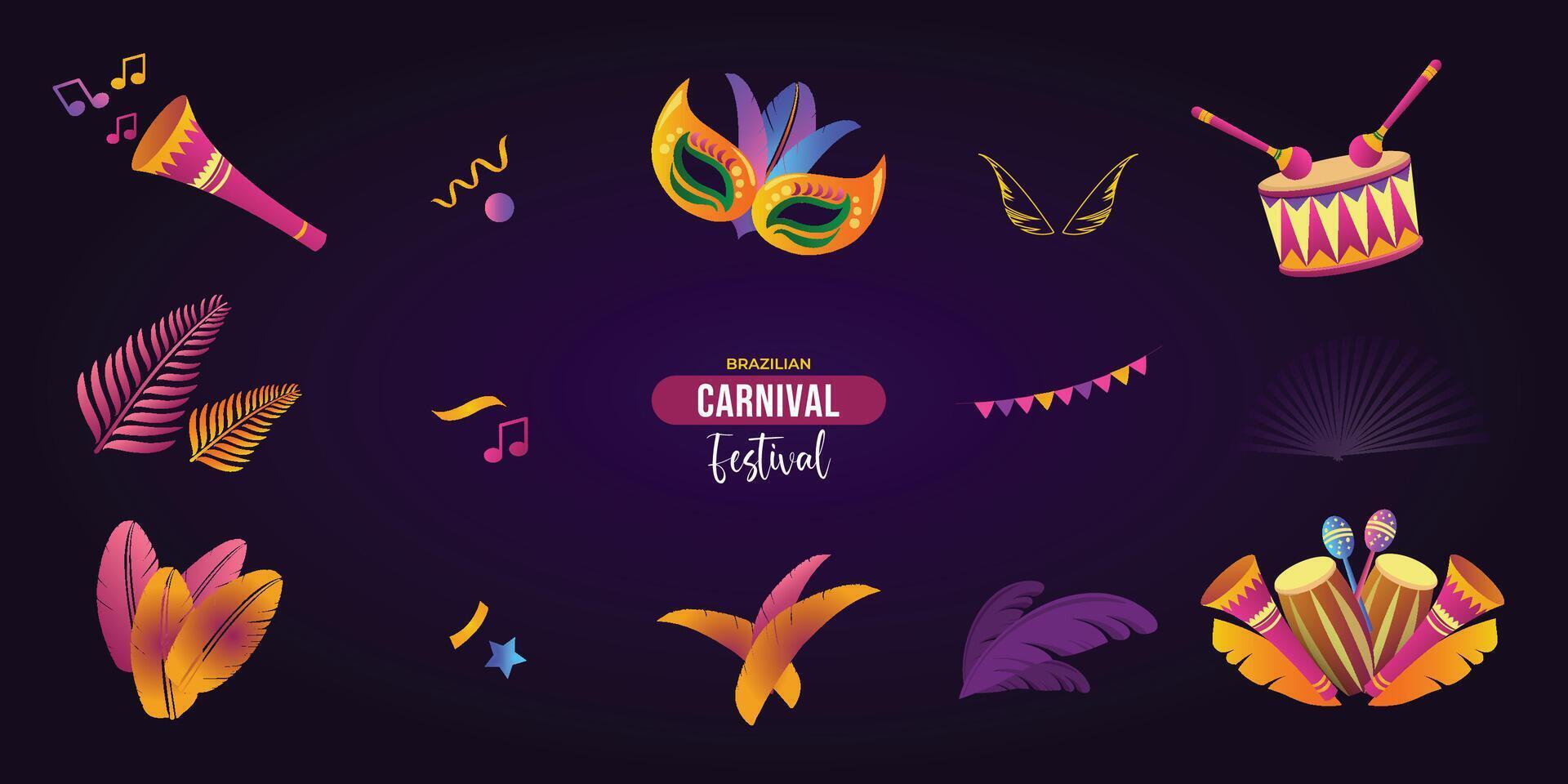 vektor samling för karneval festival i ett bakgrund och illustration färgad ikoner samling