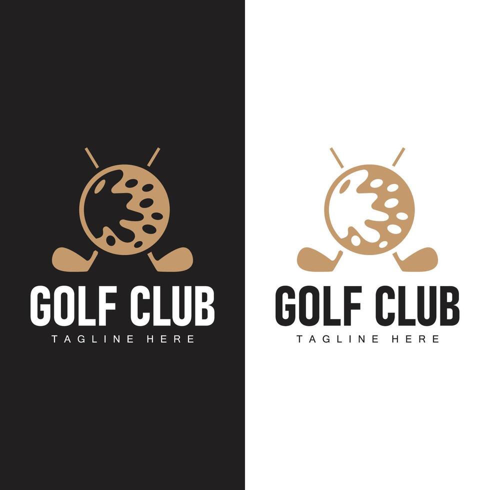 golf klubb logotyp design och utomhus- sport vektor golf pinne och boll mall illustration