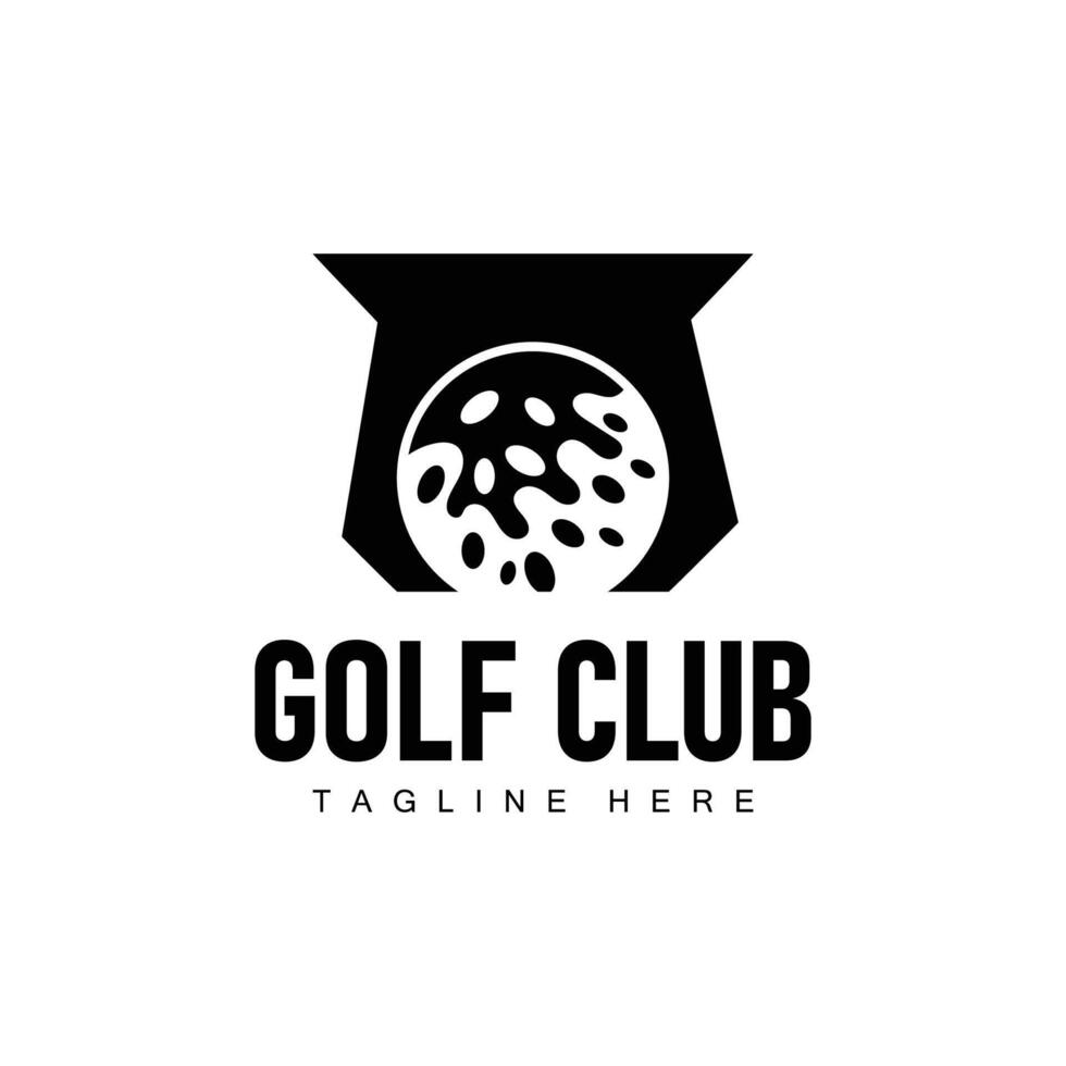 golf klubb logotyp design och utomhus- sport vektor golf pinne och boll mall illustration