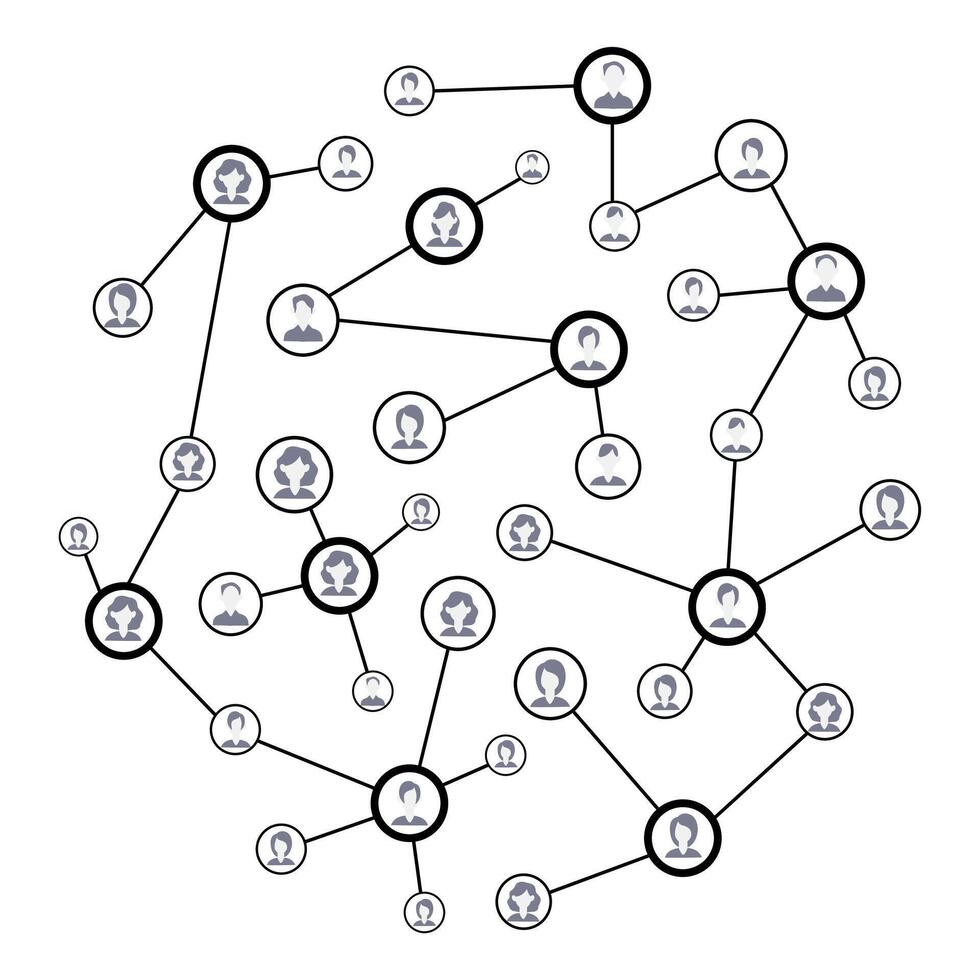 uppkopplad trådmodell nätverkande Kontakt, global moln sammankomst, vänskap socialisering, teknologi gemenskap förbindelse. vektor svart vit social webb, illustration profil Kontakt