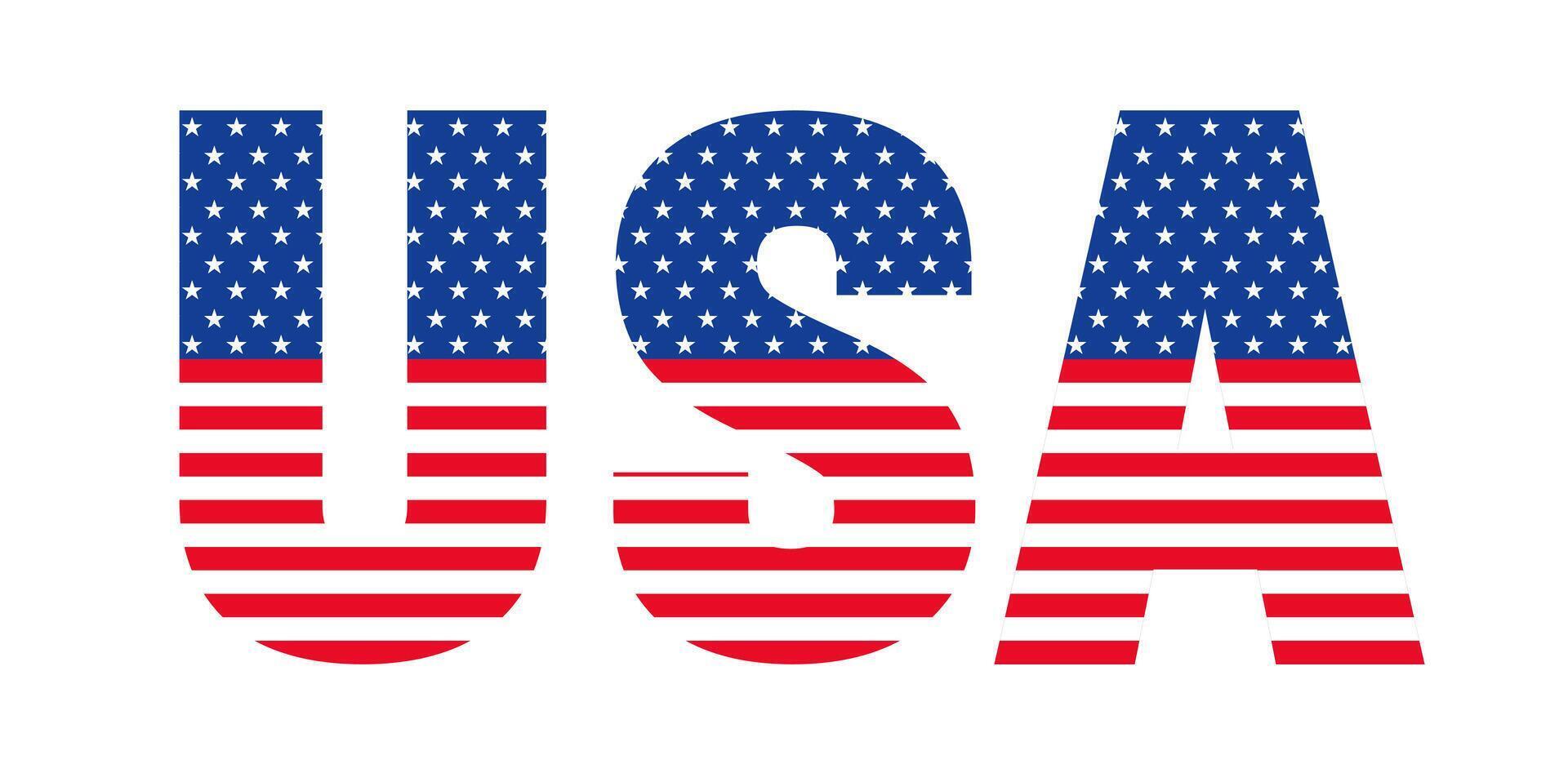 USA flagga platt stil USA alfabet brev font design uppsättning. alfabet typografi amerikan flagga stil. 4:e av juli USA oberoende och minnesmärke dag förenad stater av Amerika flagga font design. vektor