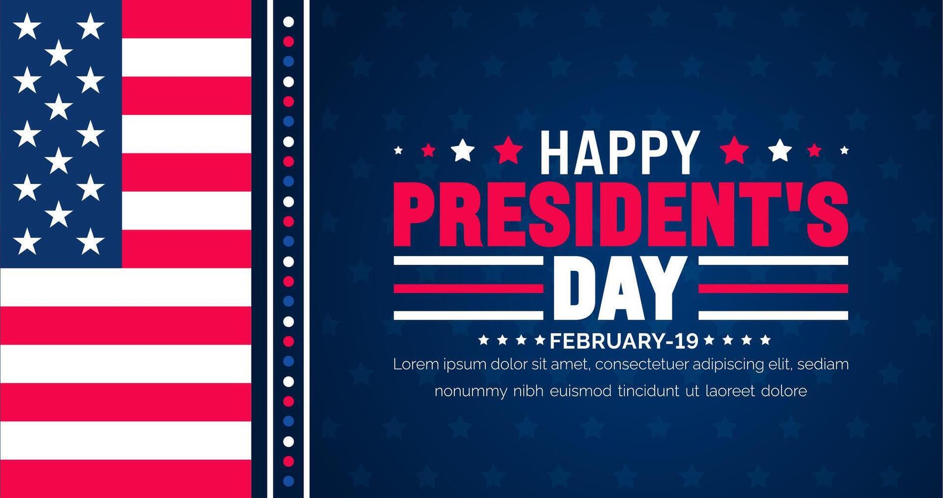Februar 19 ist des Präsidenten Tag Hintergrund Vorlage mit USA Flagge Thema Konzept. Urlaub Konzept. amerikanisch Flagge Design Präsident Tag gefeiert auf das dritte Montag von Februar jeder Jahr. vektor