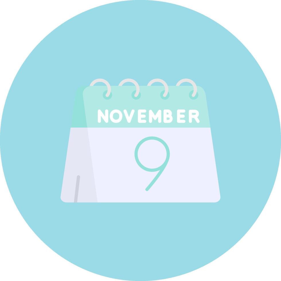 9:e av november platt cirkel ikon vektor