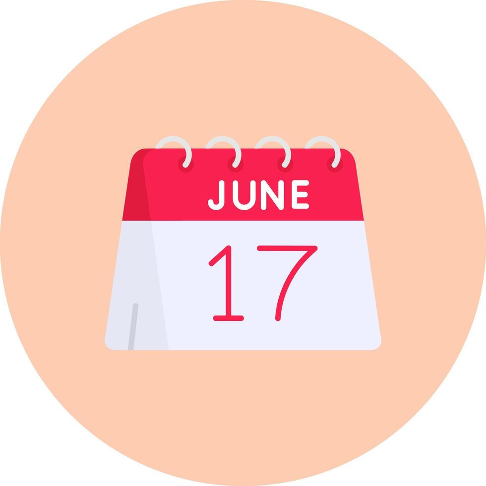 17:e av juni platt cirkel ikon vektor
