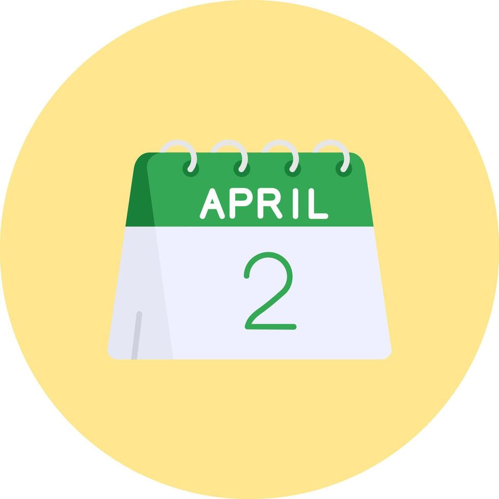 2:a av april platt cirkel ikon vektor