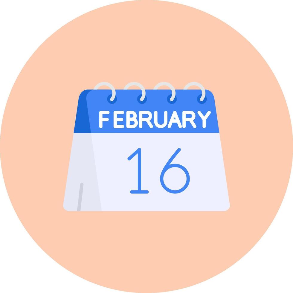16: e av februari platt cirkel ikon vektor