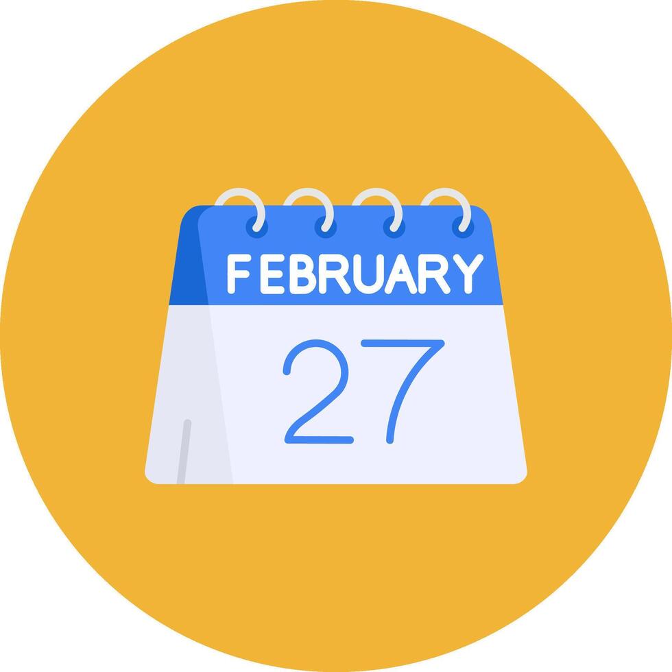 27: e av februari platt cirkel ikon vektor
