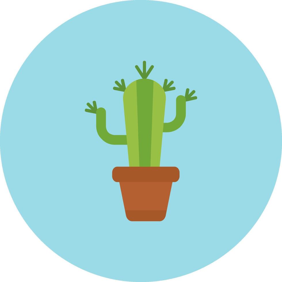 kaktus platt cirkel ikon vektor