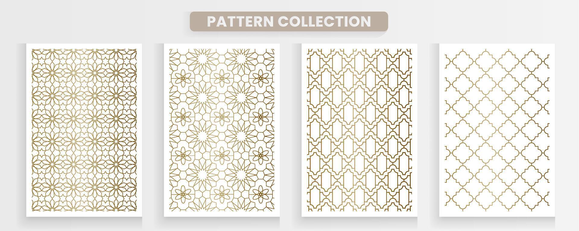 Sammlung von Arabisch geometrisch Muster. luxuriös Gold Farbe vektor