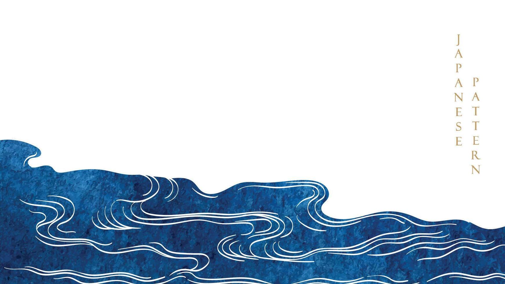 blå borsta stroke textur med japansk hav Vinka mönster i årgång stil. abstrakt konst landskap baner design med vattenfärg textur vektor. hand dragen linje. vektor