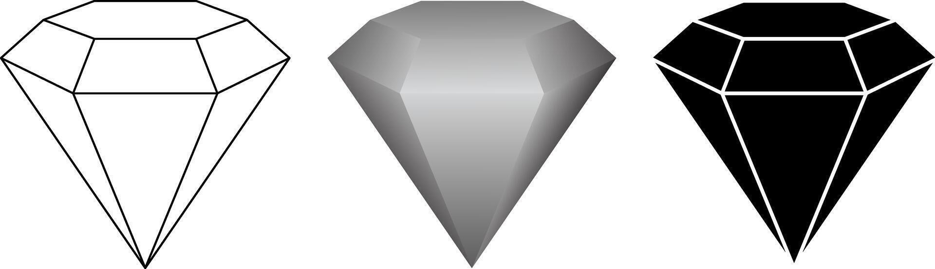 Seite Aussicht Diamant Symbol einstellen vektor