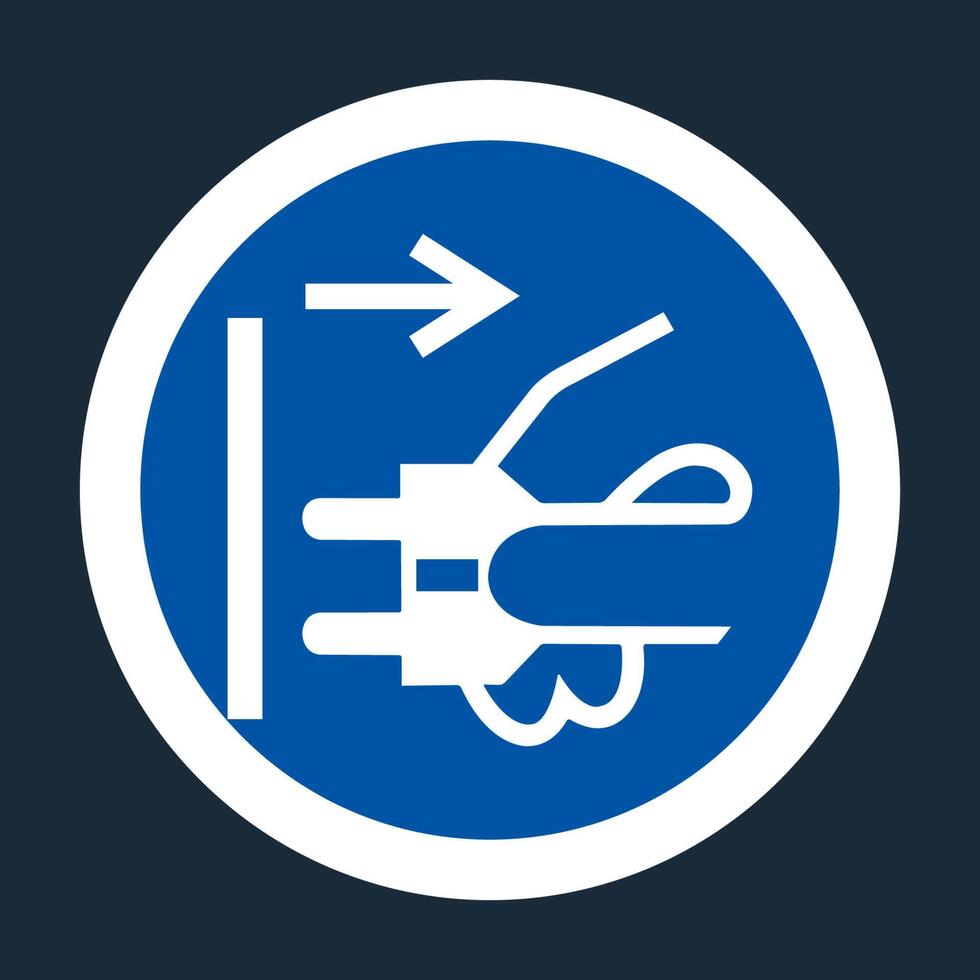 ppe icon.trennen Sie den Netzstecker von der Steckdose Symbolzeichen auf schwarzem Hintergrund auf schwarzem Hintergrund vektor