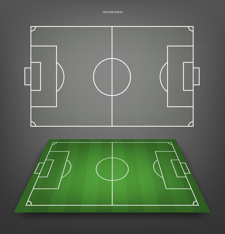 Fußballfeld oder Fußballfeldhintergrund. grüner Rasenplatz für Fußballspiel erstellen. Vektor. vektor