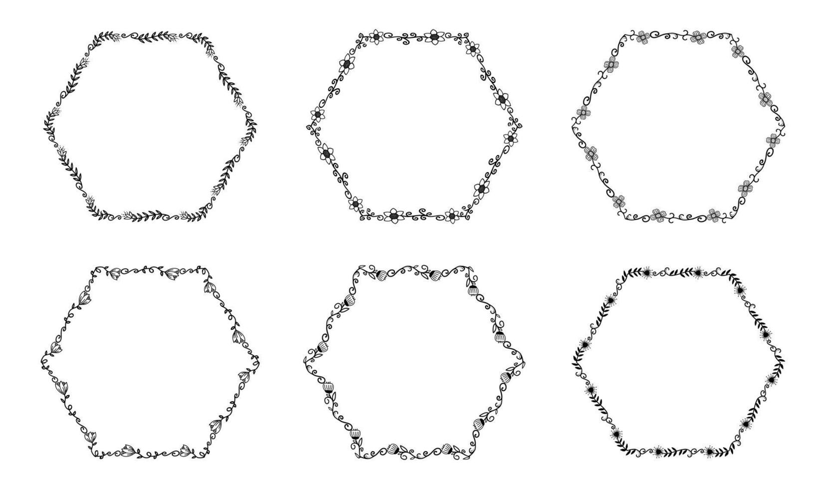 handgezeichnete grenzenelemente set sammlung, floraler wirbelverzierungsvektor vektor