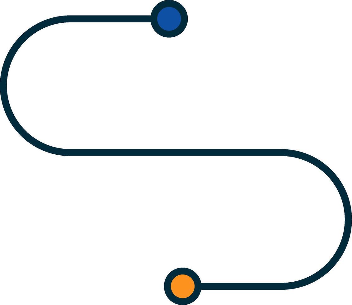 Kurve Linie gefüllt zwei Farben Symbol vektor