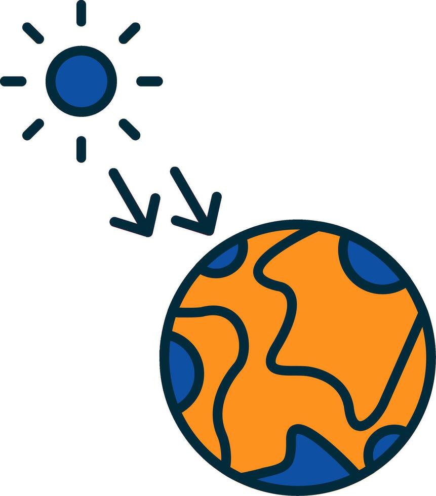 sol- strålning linje fylld två färger ikon vektor
