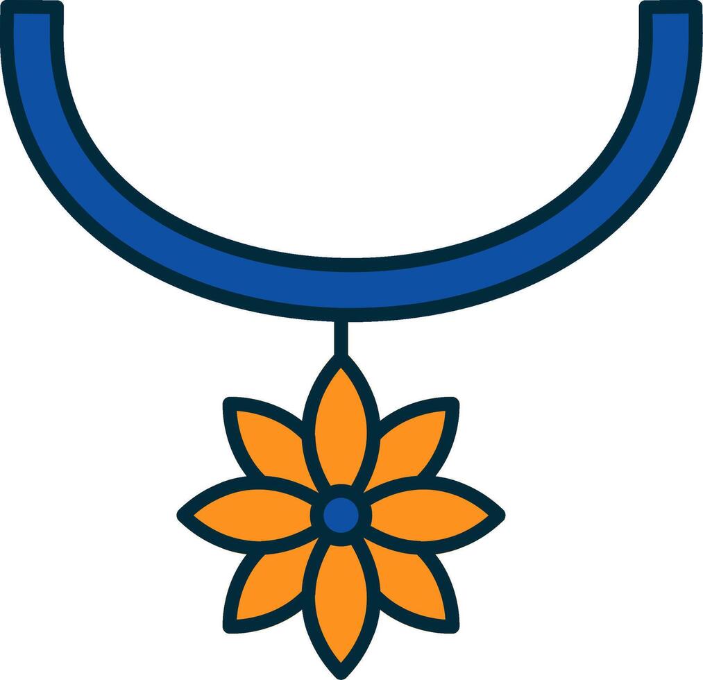 Blume Halskette Linie gefüllt zwei Farben Symbol vektor