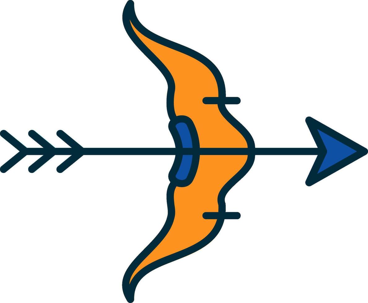 Bogen und Pfeil Linie gefüllt zwei Farben Symbol vektor