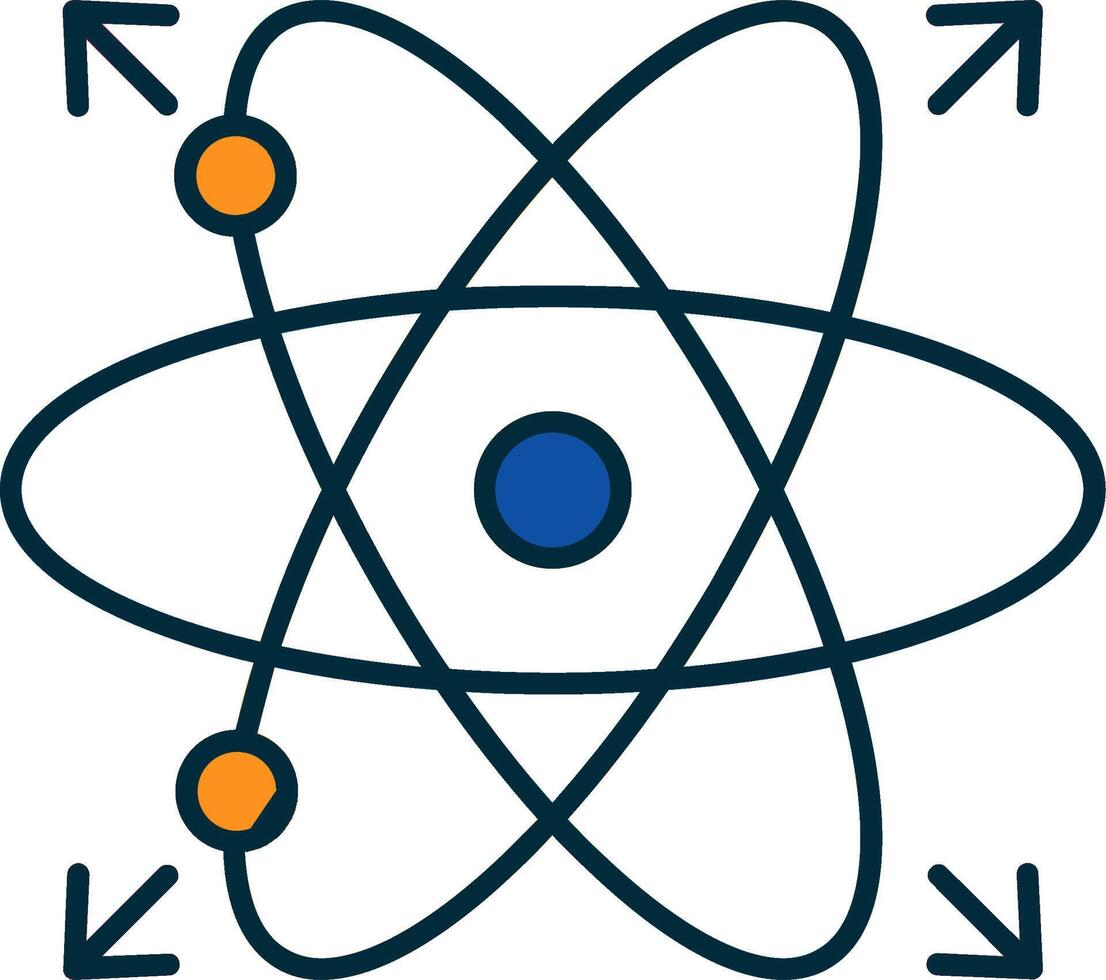 Atom Linie gefüllt zwei Farben Symbol vektor