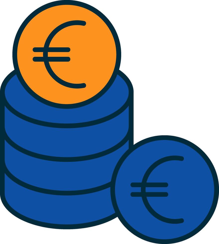 euro linje fylld två färger ikon vektor