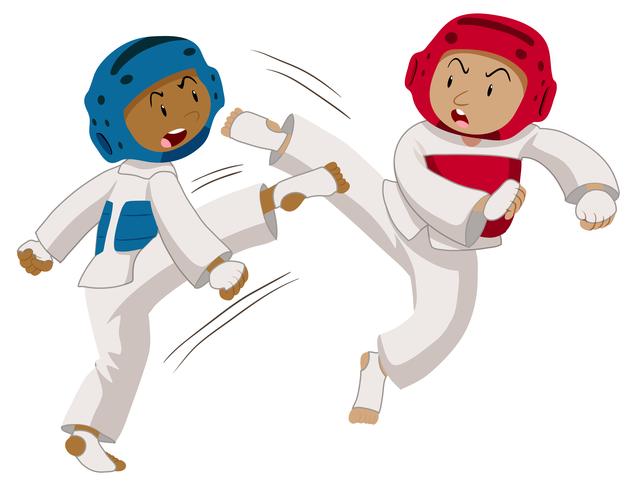Zwei Spieler machen Taekwondo vektor