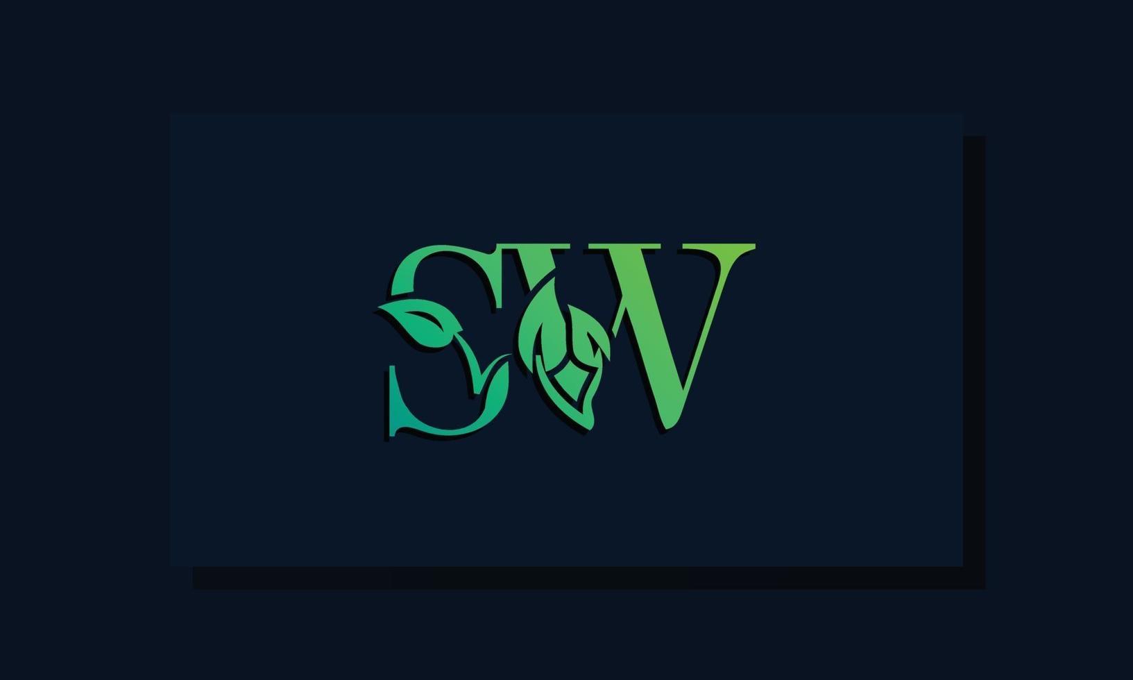 minimales anfängliches SW-Logo im Blattstil vektor