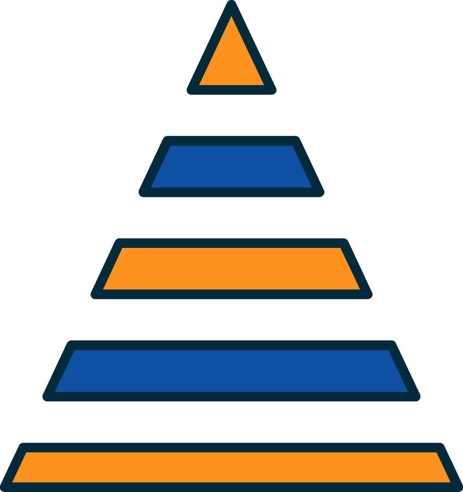 Pyramide Diagramm Linie gefüllt zwei Farben Symbol vektor