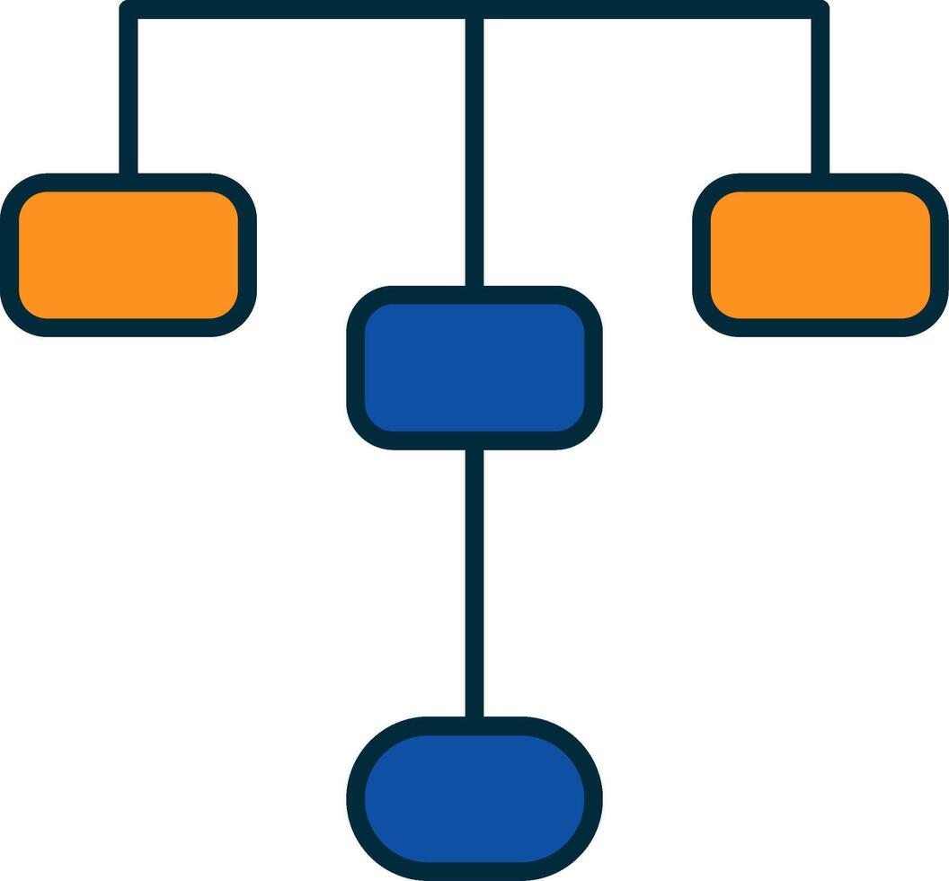 hierarchisch Struktur Linie gefüllt zwei Farben Symbol vektor