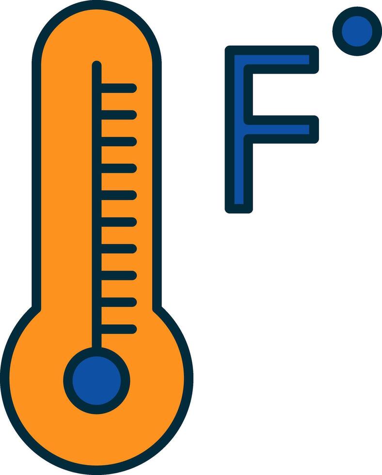 Fahrenheit Grad Linie gefüllt zwei Farben Symbol vektor