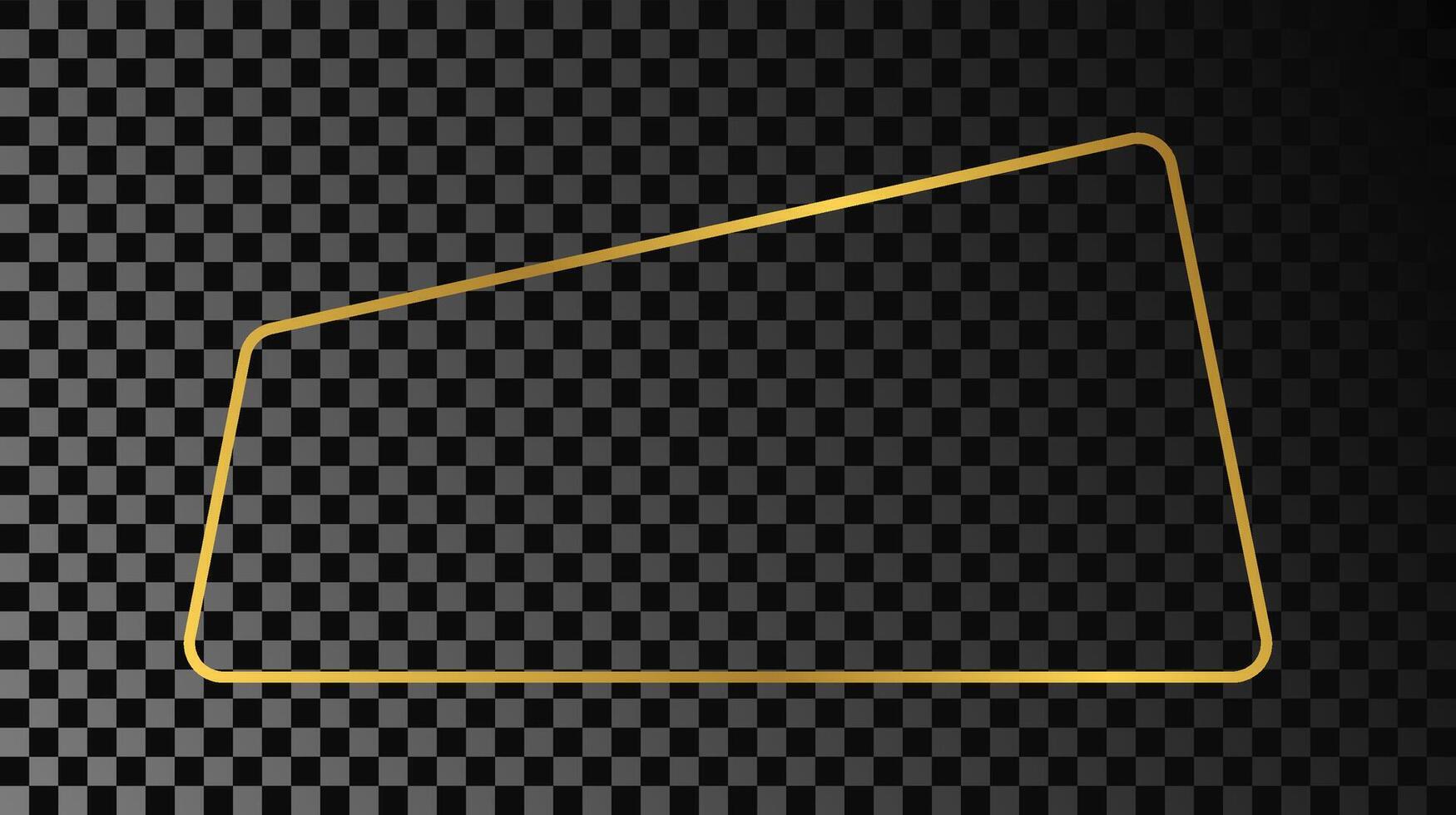 guld lysande avrundad trapezoid form ram vektor