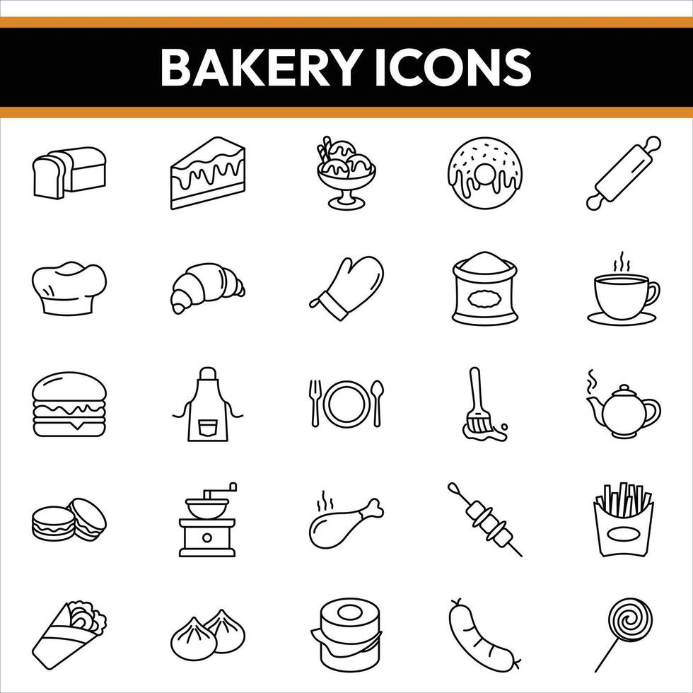 Bäckerei Symbole, Bäckerei Symbol Pack, Vektor, Symbole vektor