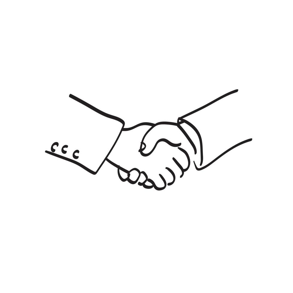 Strichzeichnungen Nahaufnahme Geschäftsmann Handshake Illustration Vektor isoliert auf weißem Hintergrund