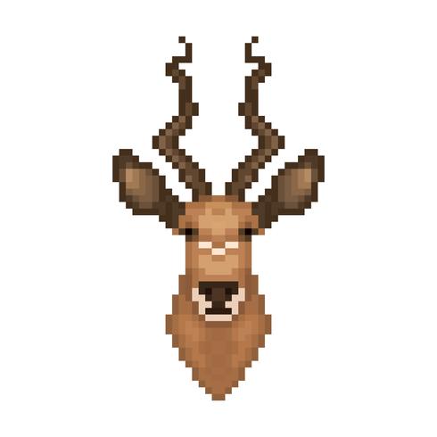 Antilopenkopf im Pixel-Art-Stil. vektor