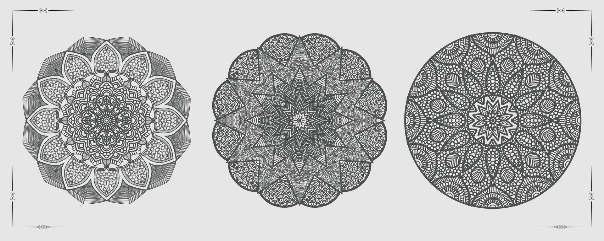 Vektor Luxus Mandala Vorlage Hintergrund und Zier Design zum Färbung Buchseite, Gruß Karte, Einladung, Tätowierung, Blumen- Mandala.