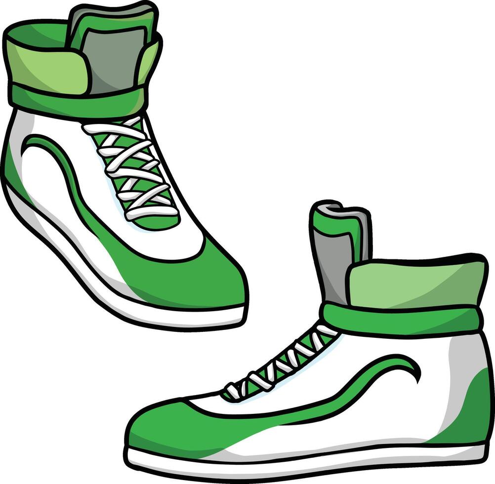vektor grön Färg sport skor eller gymnastikskor i annorlunda vyer.