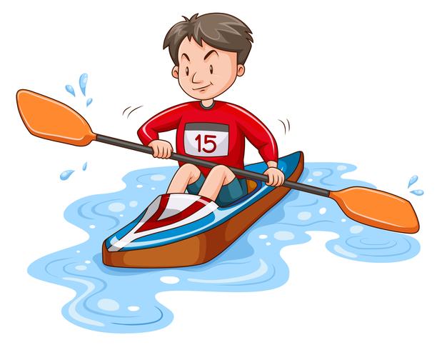 Man atlet kanotpaddling på vatten vektor