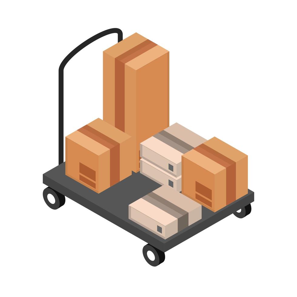 Trolley industriell mit Kisten vektor