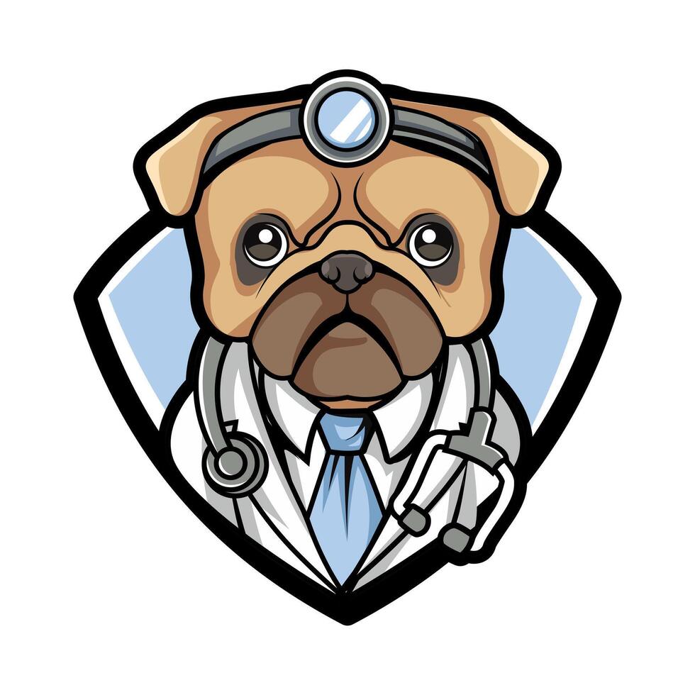 Mops Hund Arzt Maskottchen Logo vektor